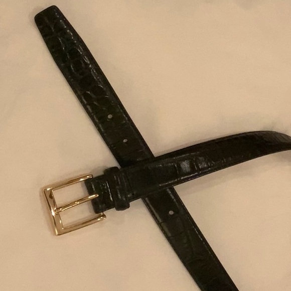 Jos. A. Bank Black Alligator Embossed Leather Dress Belt - Picture 7 of 8